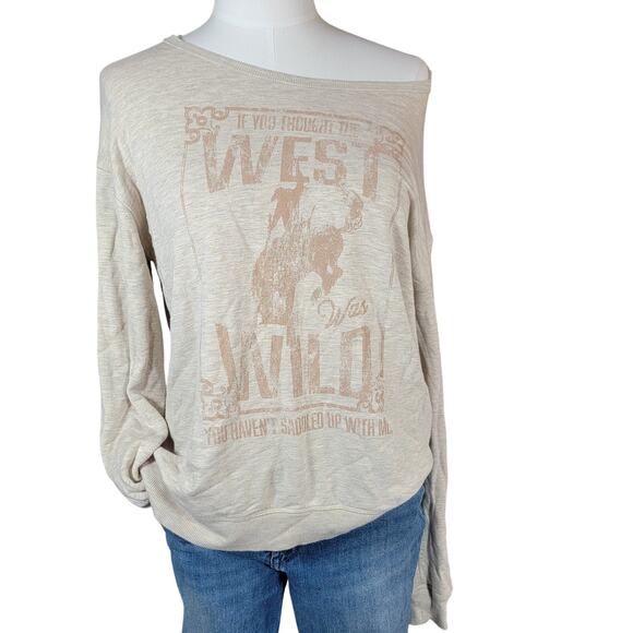 Idyllwind Miranda Lambert Wild West Sweatshirt Sz M Beige Long Sleeve Pullover - Picture 1 of 8